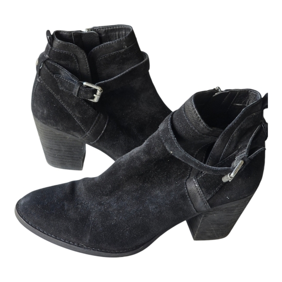 Anthropologie Sam Edelman Suede Ankle Boots 9.5M Myra Women Black Block Heel - Picture 7 of 16
